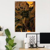 Gek Out Nerd PCB Orange Electronic Circuit Board Poster (Heimbüro)