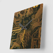 Gek Out Nerd PCB Orange Electronic Circuit Board Quadratische Wanduhr (Winkel)