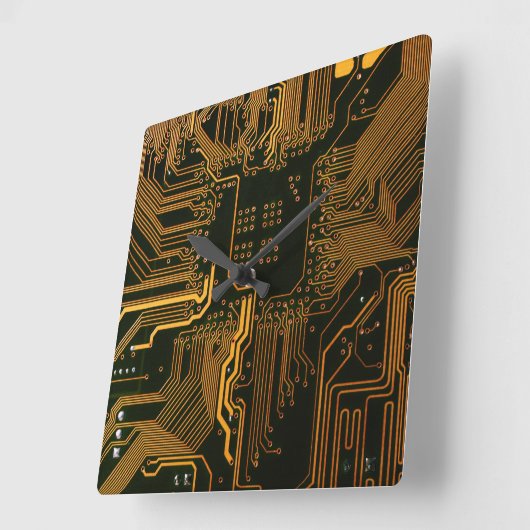 Gek Out Nerd PCB Orange Electronic Circuit Board Quadratische Wanduhr (Winkel)