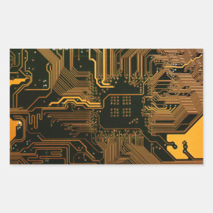 Gek Out Nerd PCB Orange Electronic Circuit Board Rechteckiger Aufkleber
