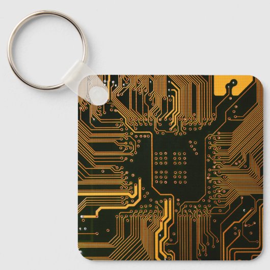 Gek Out Nerd PCB Orange Electronic Circuit Board Schlüsselanhänger (Vorderseite)