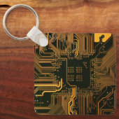Gek Out Nerd PCB Orange Electronic Circuit Board Schlüsselanhänger (Vorderseite)