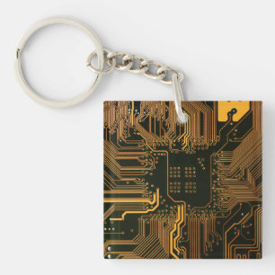 Gek Out Nerd PCB Orange Electronic Circuit Board Schlüsselanhänger