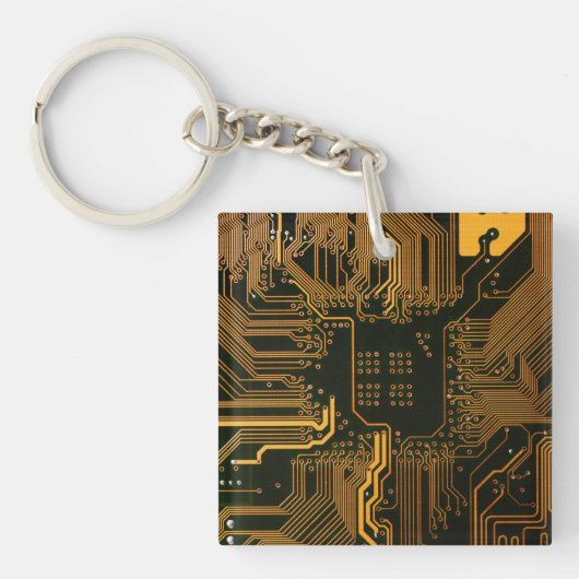 Gek Out Nerd PCB Orange Electronic Circuit Board Schlüsselanhänger (Vorderseite)
