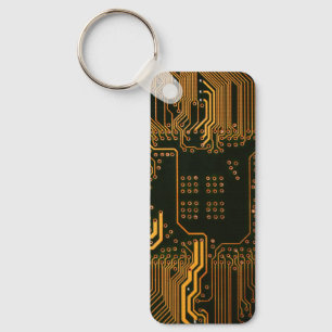 Gek Out Nerd PCB Orange Electronic Circuit Board Schlüsselanhänger