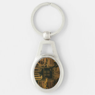 Gek Out Nerd PCB Orange Electronic Circuit Board Schlüsselanhänger