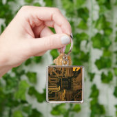 Gek Out Nerd PCB Orange Electronic Circuit Board Schlüsselanhänger (Hand)