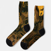 Gek Out Nerd PCB Orange Electronic Circuit Board Socken (Linkes Detail)