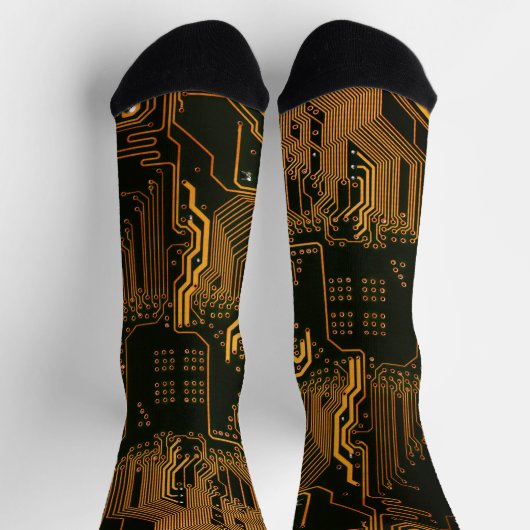 Gek Out Nerd PCB Orange Electronic Circuit Board Socken (Oben)