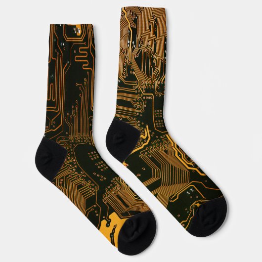 Gek Out Nerd PCB Orange Electronic Circuit Board Socken (Rechts)