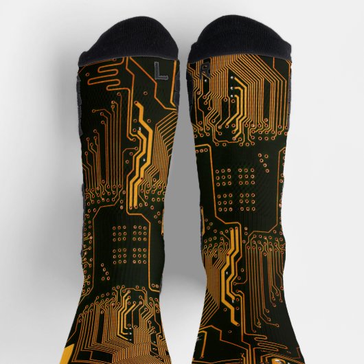 Gek Out Nerd PCB Orange Electronic Circuit Board Socken (Oben)