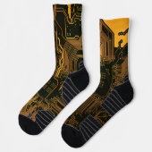 Gek Out Nerd PCB Orange Electronic Circuit Board Socken (Links)