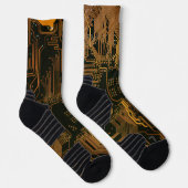 Gek Out Nerd PCB Orange Electronic Circuit Board Socken (Rechts)
