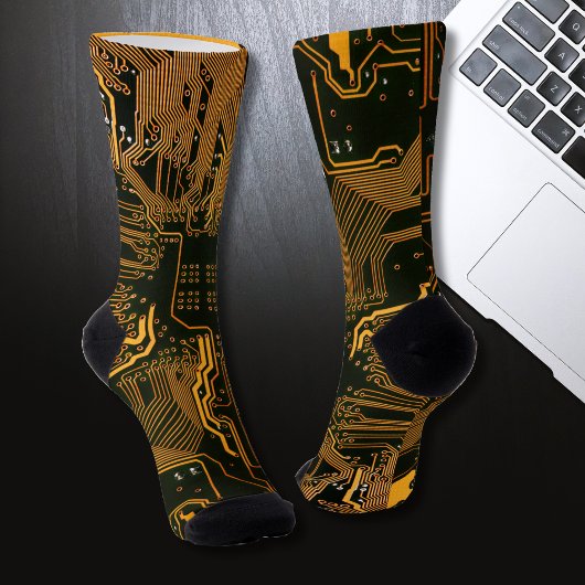 Gek Out Nerd PCB Orange Electronic Circuit Board Socken