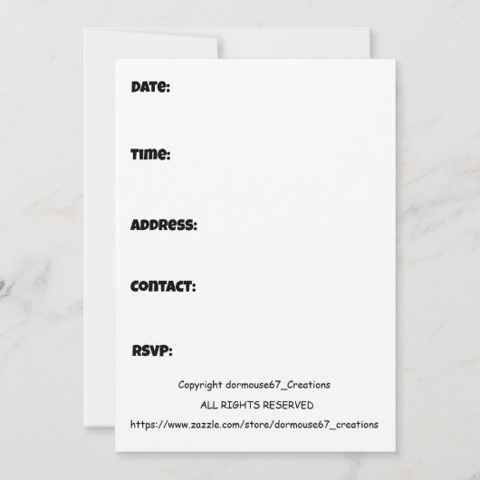 GEKACKT Party lustige niedliche Mädchen Jungs Gebu Einladung (Rückseite)