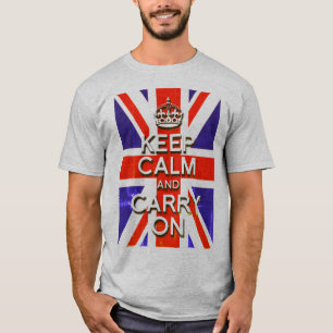 gekalkter Look Union Jack Flag behielt Calm und Ca T-Shirt