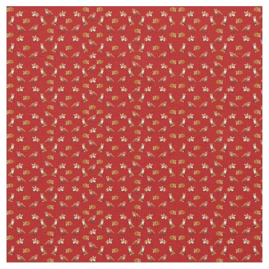 Gekämmtes Baumwollgewebe roten Fox Familie Stoff (Nahaufnahme)