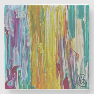 Gekämmtes Blumenfeld Kunst Steinuntersetzer
