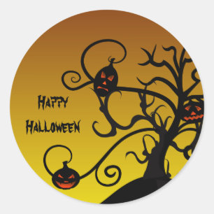 Gekelter Baum und Jack O’ Lantern Halloween Sticke Runder Aufkleber