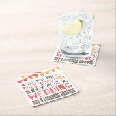 Gekennzeichnete Schnäpse u. Wedding Save the Date Rechteckiger Pappuntersetzer (Vor Ort)