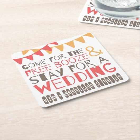 Gekennzeichnete Schnäpse u. Wedding Save the Date Rechteckiger Pappuntersetzer (angewinkelt)