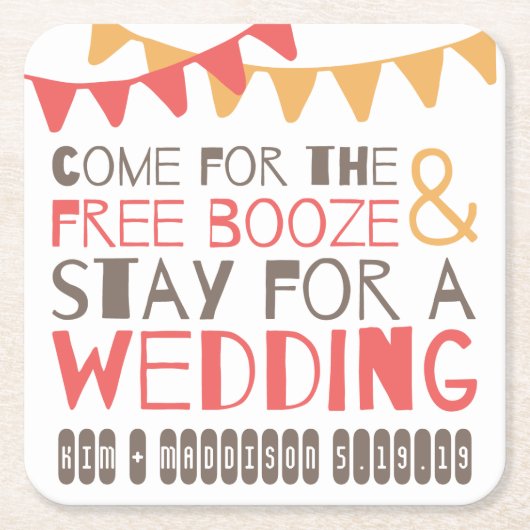 Gekennzeichnete Schnäpse u. Wedding Save the Date Rechteckiger Pappuntersetzer (Vorderseite)