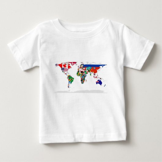 Gekennzeichnete Weltkarte der Flaggen der Welt Baby T-shirt (Vorderseite)