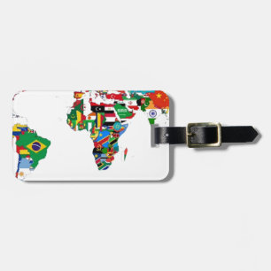 Gekennzeichnete Weltkarte der Flaggen der Welt Gepäckanhänger