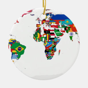 Gekennzeichnete Weltkarte der Flaggen der Welt Keramikornament