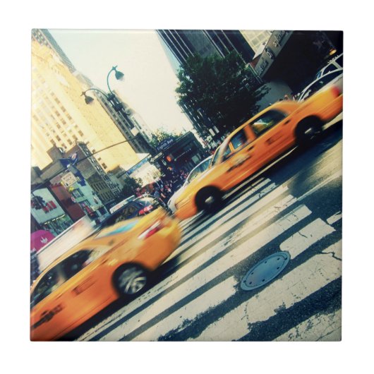 Gekippte Taxis NYC Fliese (Vorderseite)