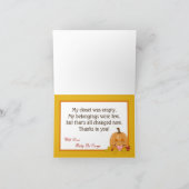 Geklappt Danke Karte Herbst Pumpkin Baby (Innenseite)