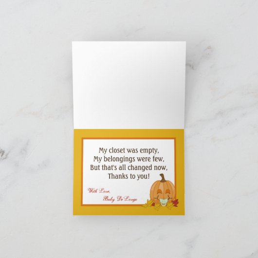 Geklappt Danke Karte Herbst Pumpkin Baby (Innenseite)