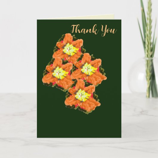 Geklappte Dankeschön Karteikarte Orange & Gelbe Bl Dankeskarte (Vorderseite)