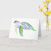 Geklappte Grußkarte Grüne Schildkröte 12x18 Karte (Gelbe Blume)
