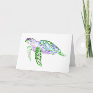 Geklappte Grußkarte Grüne Schildkröte 12x18 Karte