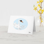 Geklappte Grußkarte : Schwan Schwimmen geniessen Karte (Gelbe Blume)