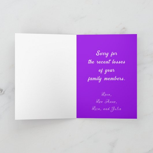 Geklappte Grußkarte zum gemeinsamen Beileid Karte (Innenseite)