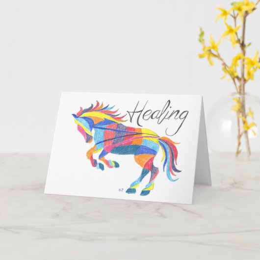 Geklappte Karte Heilpferd von Sherry Jarvis (Gelbe Blume)