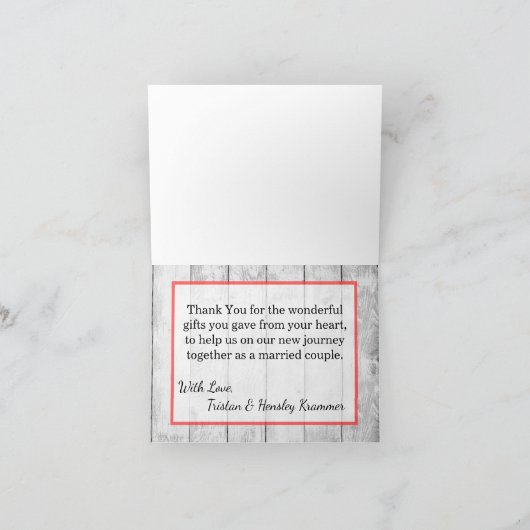 Geklappter Dankeschön Card Burlap Mr. und Mrs Bann Dankeskarte (Innenseite)