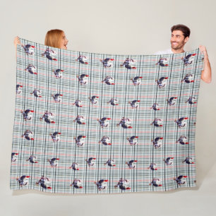geklatschte Roster auf weißem Tartan-Print, Fleecedecke