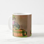 gekleidete Katze und Fischschale Kaffeetasse (Vorderseite Links)