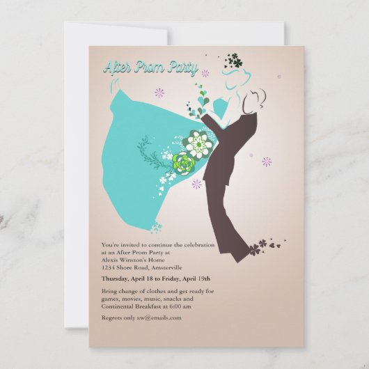 Gekleidete oben Paar-(blaue) Einladung (Vorderseite)