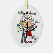 Gekleidete oben Paar-und Katzen-personalisierte Keramikornament (Rechts)