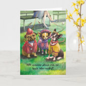 Gekleideter oben Hund - lustiger Geburtstag Karte (Gelbe Blume)