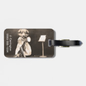 Gekleideter oben Welpe mit Violine Gepäckanhänger (Rückseite horizontal)