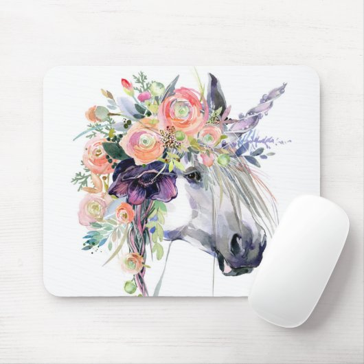 Gekleidetes BlumenEinhorn Mousepad (Mit Mouse)