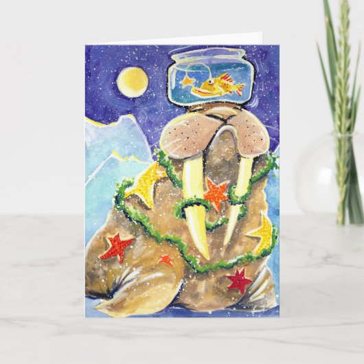 Gekleidetes oben Walroß Feiertagskarte (Vorderseite)