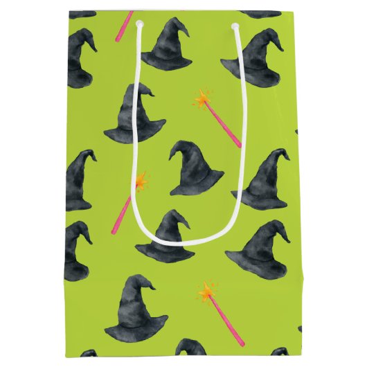 Geklickte, gute Rosa und grüne Hexe-Wrap-Geschenkt Mittlere Geschenktüte (Rückseite)