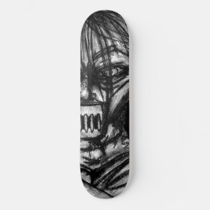 Geknebelter Patient im Zwangsjackett Kohlezeichnun Skateboard