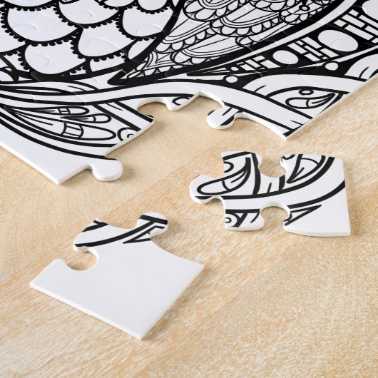 Geknotete Mandala-Eule Schwarzweiss Puzzle (Seite)